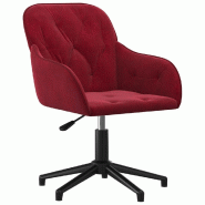 Helloshop26 - Chaise fauteuil siège pivotante de bureau informatique étude velours rouge 02_0024173 - rouge métal 3000214723525