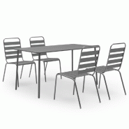 Helloshop26 - Ensemble de salle à manger de jardin meuble extérieur 5 pièces acier gris foncé 02_0013696 - gris acier 3000746947765