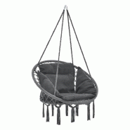 Helloshop26 - Hamac siège rond avec coussin chaise diamètre d'assise 60 cm gris foncé 03_0006059 - gris acier 3000711199786
