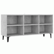 Helloshop26 - Meuble TV moderne avec compartiments 103,5 x 30 x 50 cm en bois gris béton 02_0047863 - gris métal 3000234991171