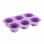 HYGIPLAS Moule 6 muffins (L)241 mm flexible, en silicone violet - 5050984726620