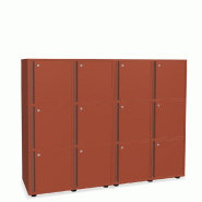 Meuble 12 cases de couleur - MDD - A clé, 4 x 3 cases, Rouge mat_0