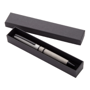 Stylo à bille twist en métal - Corps en PU gris - Avec boîte cadeau noire Stylo à bille twist en métal - Corps en PU gris - Avec boîte cadeau noire