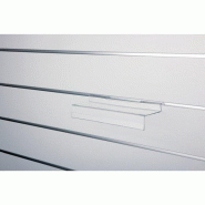 Tablette 100 x 300 mm - transparent - polystyrène - épaisseur 2.5mm - retour porte-étiquette 40 mm