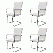 VidaXL Chaises à manger cantilever lot de 4 blanc similicuir Modèle Galaxie Horizon - 8718475876663