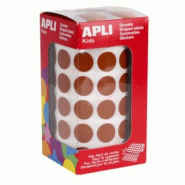 Apli 2832 gommettes rondes, diam. 15 mm, en rouleau, coloris marron - 8410782114864