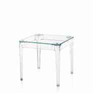 AQA Design Table DANUBIO en polycarbonate et verre transparent L.80 P.80 H.74,2 MP03082 - transparent Polycarbonate MP03082