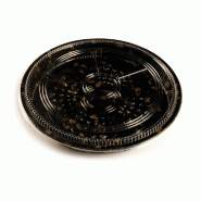 Assiette pour sushi noire avec couvercle PS transparent Ø35,6x5cm - par 120