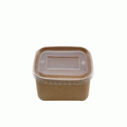 Betik Ecoline – 150 unités – Combo micro-ondable – Barquette rectangulaire carton kraft  +  couvercle PP – 17,5 x 13,5 x 5,5 cm, 750 ml - mar