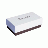 Boîte chocolat à couvercle - intérieur or - blanc/chocolat - 15.5x7.4x3.8cm - par 10