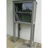 Boîte à livres sur pieds - 100% recyclée en polyal - Portes coulissantes - 72x40x146 cm - Coloris naturel_1