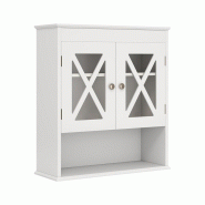 COSTWAY Armoire murale Armoire de salle de bain Armoire de salle de bain en bois avec étagère réglable Armoire murale - blanc Bois manufacturé NM0