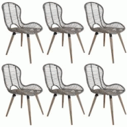 Décoshop26 - Set de 6 chaises de salle à manger design rustique en rotin naturel marron pieds en bois DEC025695 - marron 3000255391097 Décoshop26 - Set de 6 chaises de salle à manger design rustique en rotin naturel marron pieds en bois DEC025695 - marron 3000255391097