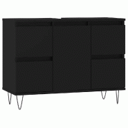 Helloshop26 - Armoire de salle de bain moderne rangement 80 x 33 x 60 cm avec pieds en fer style industriel en bois noir 02_0049077 - noir Bois massif