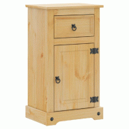 Helloshop26 - Armoire de salle de bain rustique avec tiroir et porte 45 x 33 x 80 cm en bois de pin massif miel 02_0057600 - 3000240127809