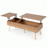 Helloshop26 - Table basse relevable avec rangement 110 x 49 x 42 cm confort assise ergonomique style moderne en bois marron 20_0019191 - 3000232802387