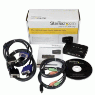 Kit commutateur KVM USB VGA à  2 ports avec audio et cbles - Switch KVM - Noir