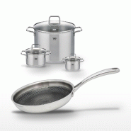 Lot 3 Faitouts Inox Elo Relief Evolution 12/16/26cm et Poêle 28cm - gris inox 3176239957440