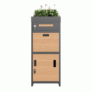 Merax Boîte aux lettres pour colis avec zone de plantation intégrée en haut, verrouillable avec serrure à combinaison, gris - gris métal N621P406523S