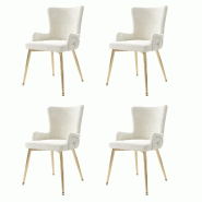 Merax Chaises de salle à manger en velours (lot de 2), lot de 4, chaises rembourrées, chaises de cuisine, fauteuil de salon/chambre luxueux - beige