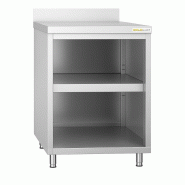 Meuble bas inox ouvert 600x700 mm adossée PREMIUM - GOLDINOX - gris inox 3701770808830