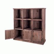 Meuble présentoir pin 6 cases 3 portes Madera - GRIS Meuble présentoir pin 6 cases 3 portes Madera - GRIS