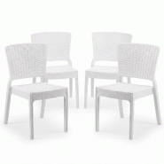 Modèle ANTARES - Ensemble de 4 chaises d'extérieur blanches pour jardin, bar, terrasse, restaurant, design élégant - blanc 978