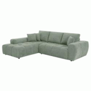 Oviala Business Canapé d'angle avec méridienne gauche en tissu 3 places vert - vert polyester 113392 Oviala Business Canapé d'angle avec méridienne gauche en tissu 3 places vert - vert polyester 113392