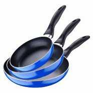 San Ignacio Blue Navy Paradise - Set de 3 Poêles (16/20/24 cm) en Aluminium Embouti Compatible Induction Bleu - aluminium Q4316