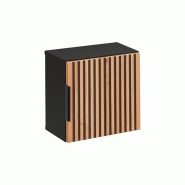 STELLAMEUBLES Meuble Xilo 35cm rangement salle de bain noir et aspect bois chêne Wotan - 3667335111237