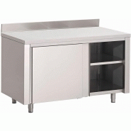 Table armoire inox avec portes coulissantes et dosseret 1800 x 700 ... - GN161