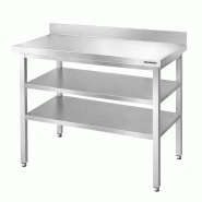 Table de travail en inox Bar 1000x700 mm avec 2 étagères inférieures et dosseret PREMIUM - GOLDINOX - gris inox 3701770832491
