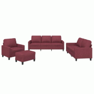 VidaXL Ensemble de canapés 4 pcs avec coussins Rouge bordeaux Tissu Modèle Parfait Plus - 3201442