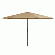 VidaXL Parasol de jardin avec mât en métal 390 cm taupe Modèle Ventura - 47381