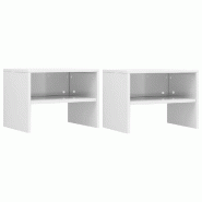 VidaXL Tables de chevet 2pcs Blanc brillant 40x30x30cm Bois ingénierie - Modèle Élancé - 800076