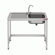 - Evier sous plan 1 cuve et 1 égouttoir et robinet industriel double égouttoir inox 800 x 500 x 850 mm - inox gf3201gf1