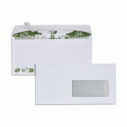 Boîte de 500 enveloppes GPV Green blanches 110x220/DL, 80 g/m², avec fenêtre 45x100 à 20/20, adhésives avec bande - 3250650028221