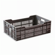 Caisse ajourée - 40 L - gris foncé - 600 x 400 x 200 mm - polyéthylène haute densité