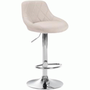 Décoshop26 - Tabouret de bar chaise haute x 1 avec coutures décoratives assise en tissu crème pieds métal chromé 10_0005084 - 3000252452203 Décoshop26 - Tabouret de bar chaise haute x 1 avec coutures décoratives assise en tissu crème pieds métal chromé 10_0005084 - 3000252452203