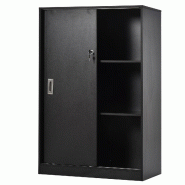 Helloshop26 - Armoire de bureau 2 portes coulissantes 80 x 40 x 120 cm sécurisée 2 étagères moderne épuré en panneau de particules 21_0002431 -