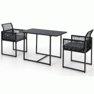 Helloshop26 - Lot de 3 pièces table et chaise ensemble de salle à manger 108 x 60 x 72 cm confortable et peu encombrant design 20_0019441 - verre 30
