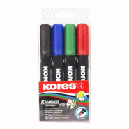 Kores Etui de 4 marqueurs permanents K-Marker XP2, pointe biseau, encre 4 coul. - 9023800209450