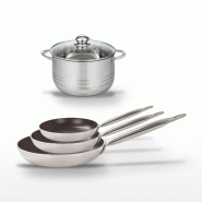 Lot de 3 Poêles 24/28/32 cm Elo Bistro Line et Faitout haut 24 cm Elo - gris 3176239986327