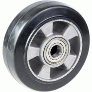 Roue de 152 mm avec caoutchouc élastique noir sur centre en aluminium Roue de 152 mm avec caoutchouc élastique noir sur centre en aluminium