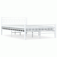 VidaXL Cadre de lit sans matelas blanc métal 140x200 cm Modèle Arlissex - 285298