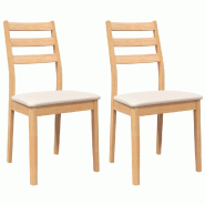 VidaXL Chaises à manger coussins 2 pcs naturel bois massif caoutchouc Modèle Prestige Élite - 4102517