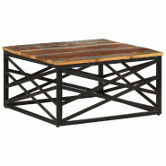 VidaXL Table basse 68x68x35 cm Bois de récupération massif Modèle Flex Panorama Prestige - 330075