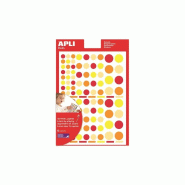 Apli Lot de 10 Etui de 624 gommettes Ronds, 12 coloris assortis (6 feuilles / cdt) - 8410782135234