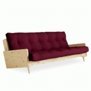 CANAPÉ 3 PLACES CONVERTIBLE INDIE STYLE SCANDINAVE FUTON BORDEAUX COUCHAGE 130*190 CM.