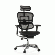 Chaise de bureau / fauteuil de direction ERGOHUMAN GEN2 assise cuir / dossier maille noir hjh OFFICE - noir polyester 652306
